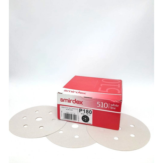 WHITE DRY SANDING VELCRO DISC P180 150MM