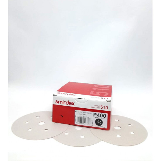 WHITE DRY SANDING VELCRO DISC P400 150MM